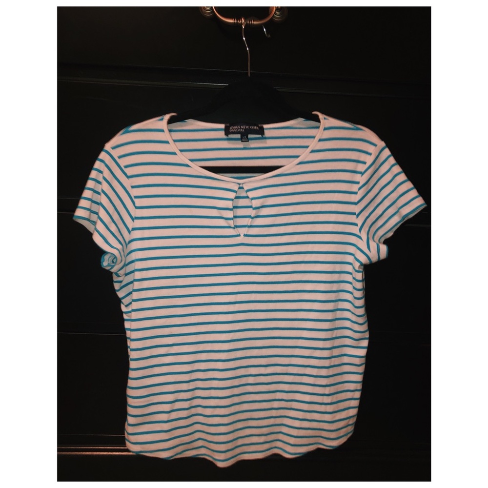 (Jones New York) striped peephole top
